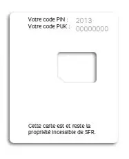 Code PUK sur le support de carte SIM SFR
